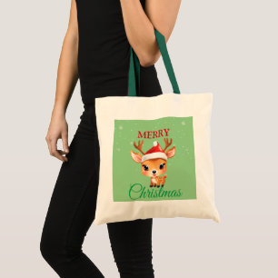 Cute Safari animal Reindeer Santa Christmas Costum Tote Bag