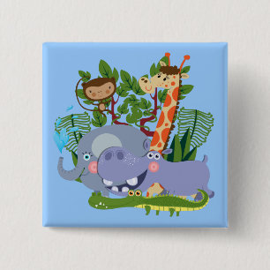 Cute Safari Animals 15 Cm Square Badge
