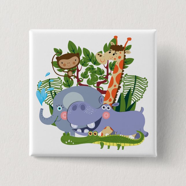 Cute Safari Animals 15 Cm Square Badge (Front)