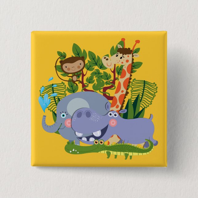 Cute Safari Animals 15 Cm Square Badge (Front)