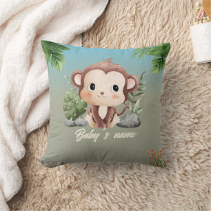 Cute Safari Animals 2 side Monkey Elephant Cushion