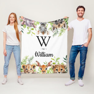 Cute Safari Animals Baby Nursery Room Fleece Blanket