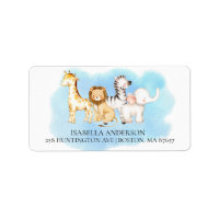 Cute Safari Animals Baby Shower Address Label