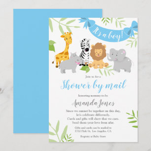 Cute Safari Animals Baby Shower Boy Invitation