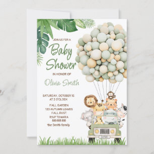 Cute Safari Animals Baby Shower Invitation