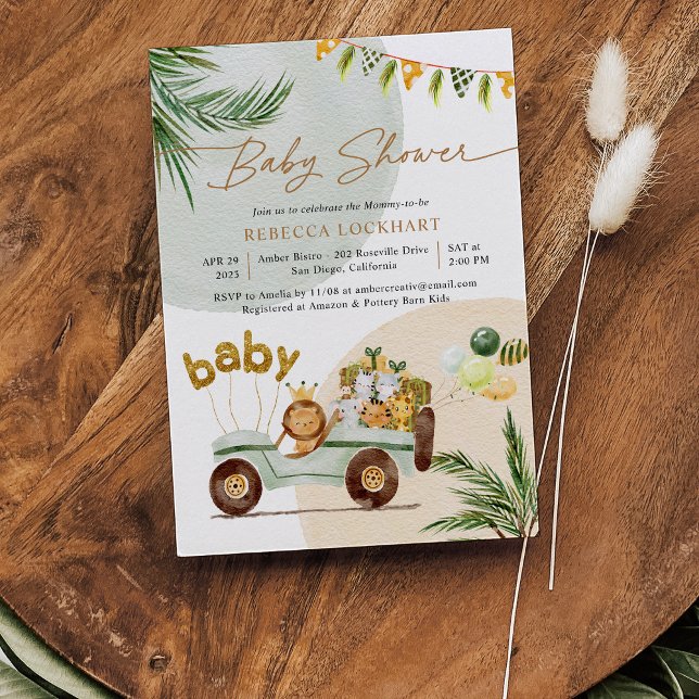 Cute Safari Animals Baby Shower Invitation (Creator Uploaded)