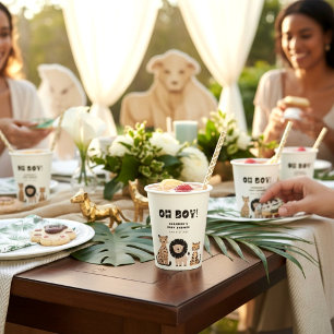 Cute Safari Animals Baby Shower 'Oh Boy' Cups