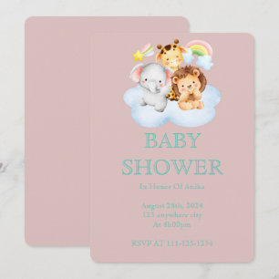 Cute safari animals baby shower save the date