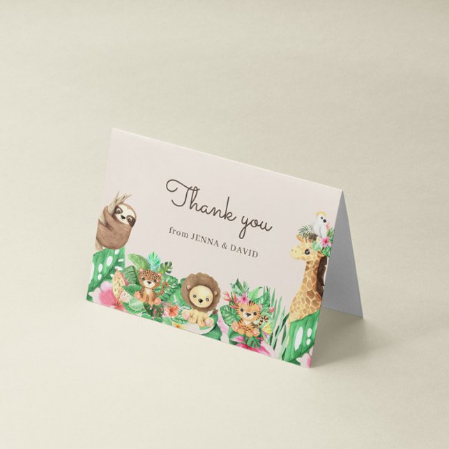 Cute Safari Animals Baby Shower Thank You Card (Creator Uploaded)