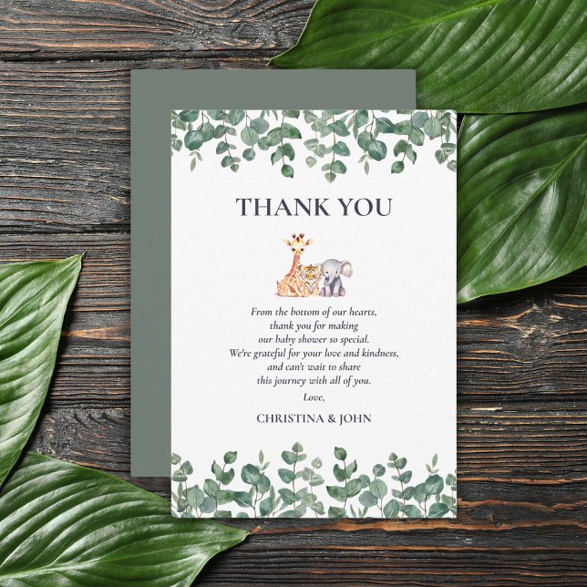 Cute Safari Animals Baby Shower Thank You Card (Creator Uploaded)