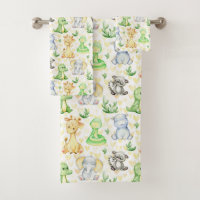 Cute Safari Animals Bath Towel Set