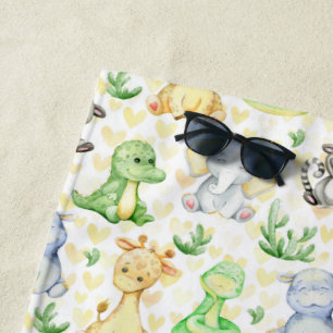 Cute Safari Animals Beach Towel