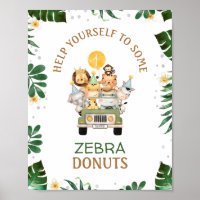 Cute Safari Animals Birthday Party Sign