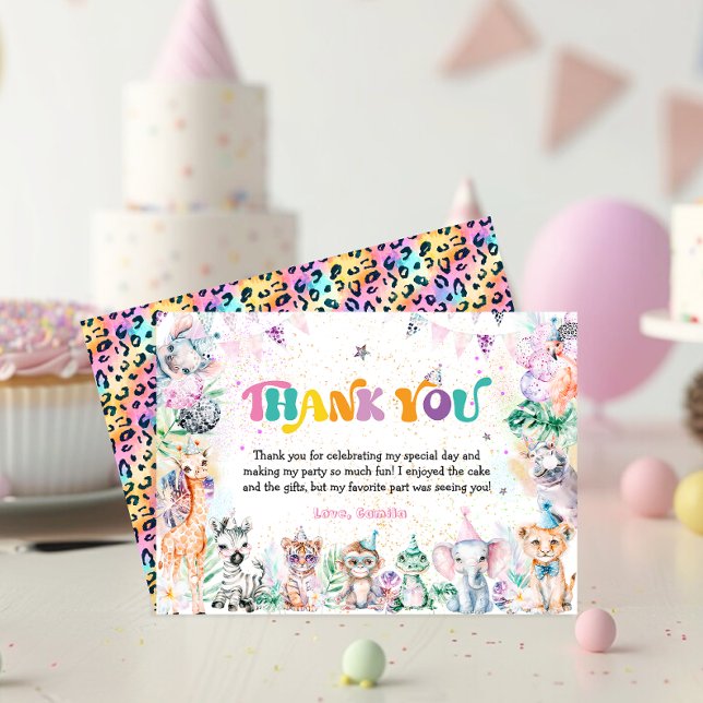 Cute Safari Animals Birthday Party Thank You Card (Creator Uploaded)