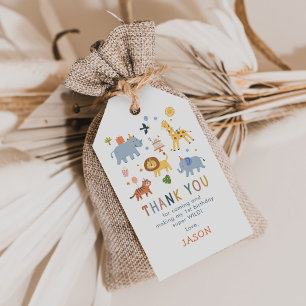 Cute Safari Animals Boy 1st Birthday Gift Tags