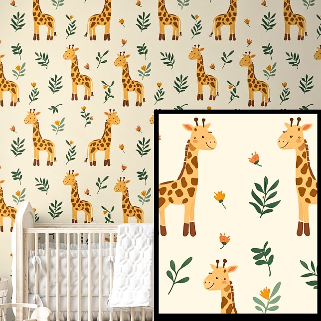 Cute Safari Animals Brown Orange Friendly Giraffes Wallpaper (Creator Uploaded)