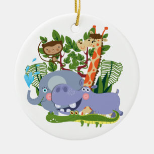 Cute Safari Animals Ceramic Tree Decoration