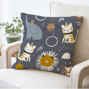 Cute Safari Animals Decorative Pillow, Fun Animal  Cushion