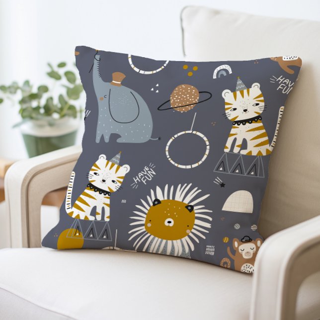 Cute Safari Animals Decorative Pillow, Fun Animal  Cushion (Creator Uploaded)