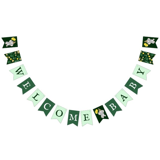Cute Safari Animals Elephant Welcome Baby Shower Bunting (All)