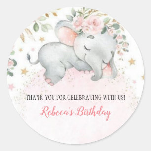 Cute Safari Animals First Birthday  Decor Classic Round Sticker