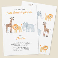 Cute Safari Animals First Birthday Party