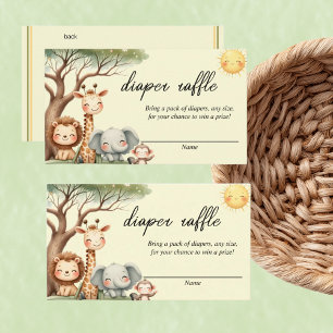 Cute Safari Animals gender neutral diaper raffle  Card