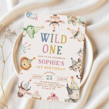 Cute Safari Animals Girl 1st Birthday