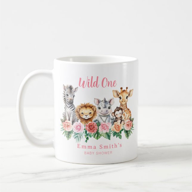 Cute Safari Animals Girl Baby Shower Mug - Jungle  (Left)