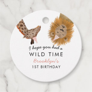 Cute Safari Animals Girl Birthday Party Favour Tags