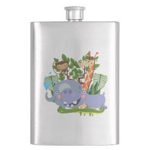 Cute Safari Animals Hip Flask