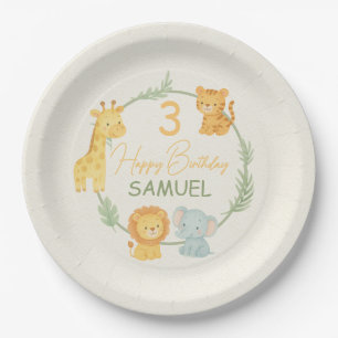 Cute Safari Animals Jungle Kids Birthday Party Paper Plate