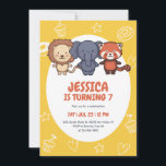 Cute Safari Animals Jungle Party Kids Birthday Invitation<br><div class="desc">Cute design for kids,  boys or girls who love animals. Perfect for animal theme birthday party or baby shower. You can customise the wording to fit other occasions.</div>