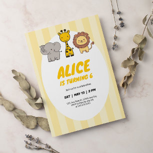 Cute Safari Animals Jungle Party Kids Birthday Invitation