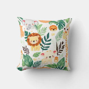 Cute Safari Animals Jungle Pattern Cushion