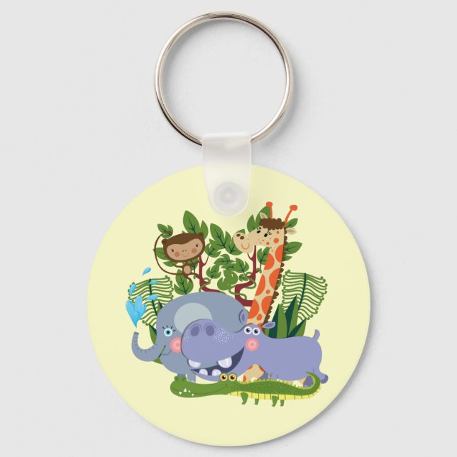 Cute Safari Animals Key Ring (Front)