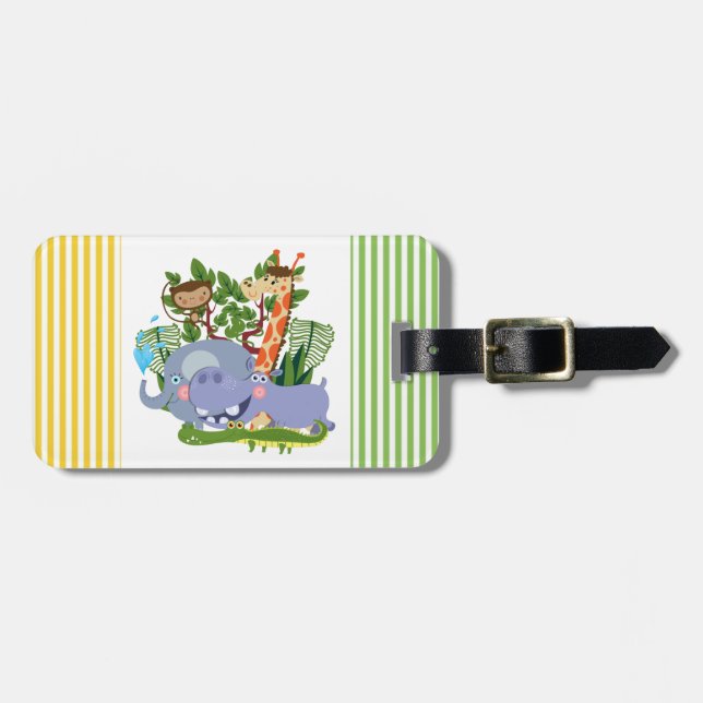 Cute Safari Animals Luggage Tag (Front Horizontal)