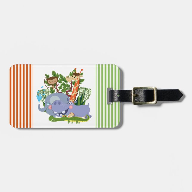 Cute Safari Animals Luggage Tag (Front Horizontal)
