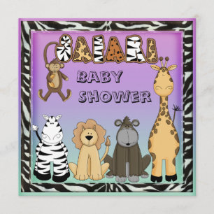 Cute Safari Animals Neutral Baby Shower Invitation