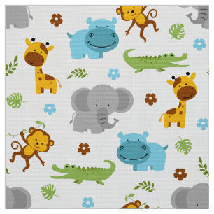 Cute Safari Animals Nursery Fabric