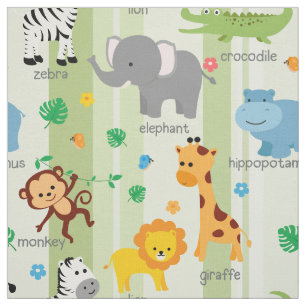 Cute Safari Animals Nursery Fabric