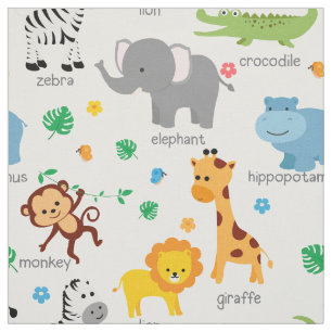 Cute Safari Animals Nursery Fabric