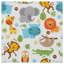 Cute Safari Animals Nursery Fabric
