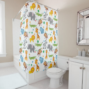 Cute Safari Animals Nursery Pattern Shower Curtain