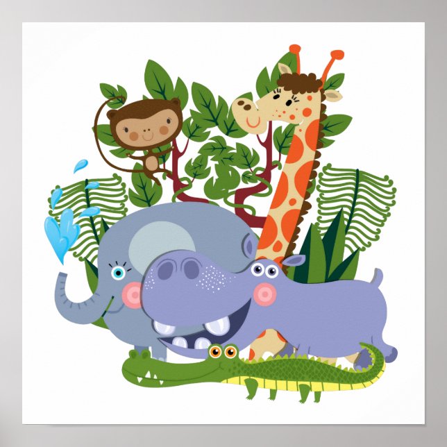 Cute Safari Animals Poster (Front)