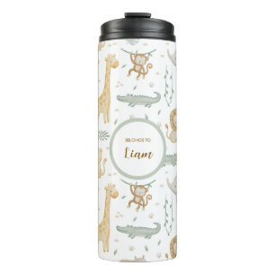 Cute Safari Animals School Kids Personalised Thermal Tumbler