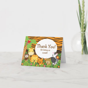 Cute Safari Animals Thank You Note Card