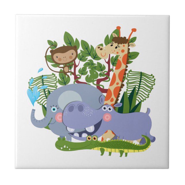 Cute Safari Animals Tile (Front)