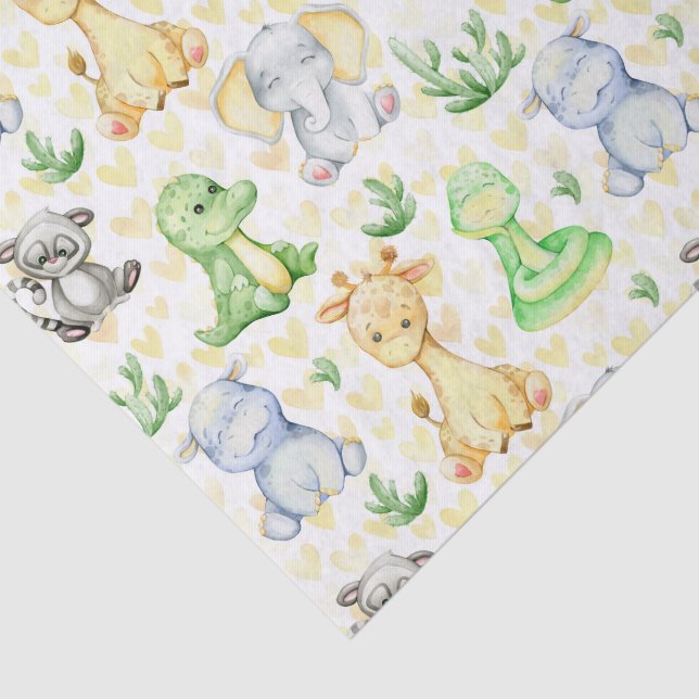 Cute Safari Animals Tissue Paper (Detail)