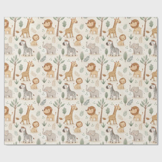 Cute Safari Animals Wrapping Paper